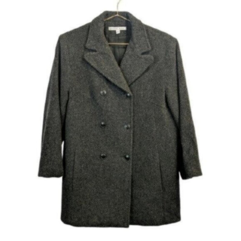 Vintage Jason Kole Wool Double Breasted Pea Coat Dark Gray